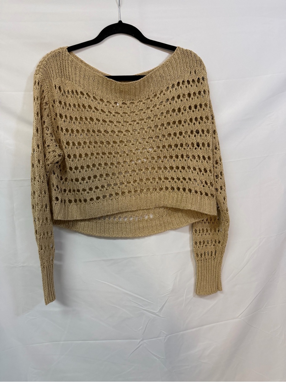 L’Academie Beige Open Knit Boho Sweater XS